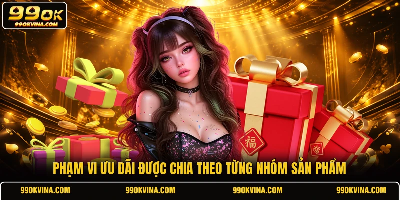 Phạm vi ưu đãi được chia theo từng nhóm sản phẩm